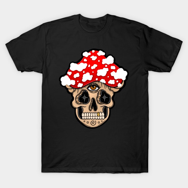 Mushroom skeleton T-Shirt by Thisuniquevibe